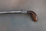 Early Shotgun Cane, approximately .52 caliber, Percussion with fold away trigger, engraved receiver,