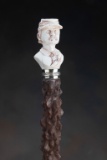 Unusual Root type Walking Stick with carved soldier bust as grip, 38