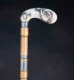 Vintage Walking Cane with bamboo style shaft, 35
