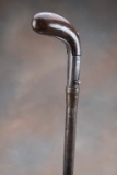 Early Shotgun Cane with percussion side hammer and fold away trigger, 24 1/2