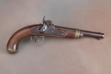 Early Percussion Belt Pistol, U.S., H. Aston, MIDDTN, Conn. 1846, brass back strap, trigger guard an