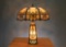 Beautiful antique, multi-color slag glass Table Lamp, circa 1920-1925, attributed to Pittsburg Lamp