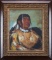 Antique framed, Print of Indian, well dressed in fringed outfit in an antique oak and gilt frame tha