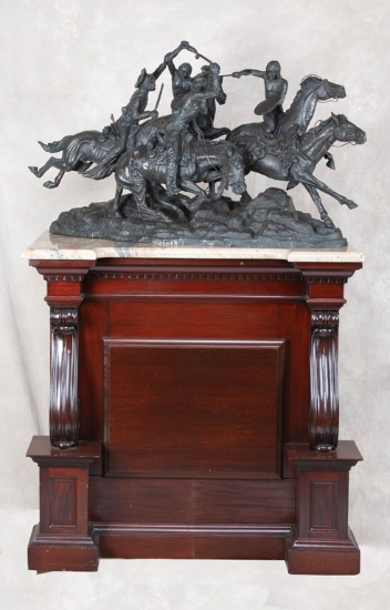 A large Bronze Sculpture, copy of a Fredrick Remington, titled "The Old Dragoons of 1850", Dragoons