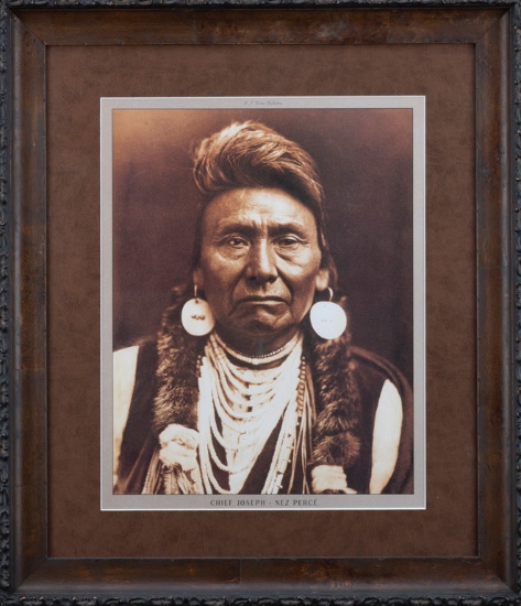 Matched pair of framed Prints by noted artist E.S. Curtis, one is titled "CHIEF JOSEPH-NEZ PERCE" th