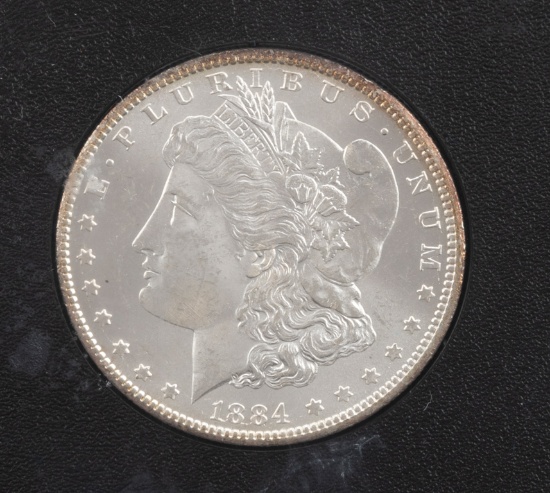 1884 Carson City Silver Dollar in plastic case.