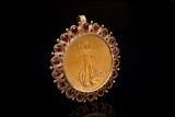 A United States of America Twenty Dollar Liberty Coin marked 1924, set in an ornate 14 Kt. yellow go