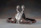Unique pair of double mounted Spurs by Weatherford, Texas Bit and Spur Maker Kerry Kelley, heavy sil