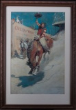 Vintage framed Lithograph by well known early American artist N. C. Wyeth, (1882-1945), signed lower