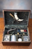 Early Traveling Gamblers Box consisting of: Early Percussion Vest Pistol; Two decks of playing Cards