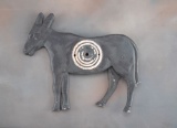 Vintage, solid brass Shooting Target, silhouette of donkey with four shooting rings in center.  Insi