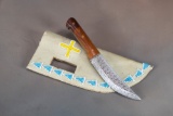 Hand made Skinning Knife with heavy blade which measures 5 1/2