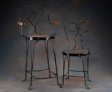 Two antique twisted wire Chairs, totally restored, one with arms and foot rest the other is a side c
