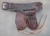 Early, well used Bohlin marked double Buscadero Rig, single loop Holster is for 4 3/4