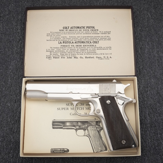 Fine Colt, .38 Super Auto Pistol, 4th Issue, with factory letter that states; SN 181961, caliber .38