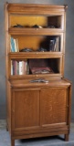 Most unusual antique oak, four stack Step Front Bookcase / File combination, circa 1910, manufacture
