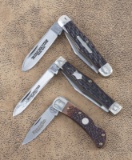 Collection of three folding Pocket Knives, two double blade knives are marked 