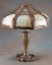 Very unusual, antique bent glass panel Table Lamp, attributed to Chicago Lamp Company, circa 1920s,