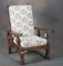 Heavy, antique mahogany, claw foot Morris Chair, circa 1915-1920, with heavy arms and fancy turned c