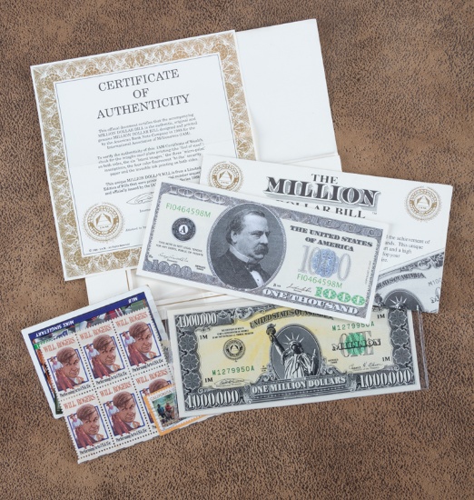 A Million Dollar Bill, SN M1279950A, Series 1988 A, with Certificate of Authenticity which states: