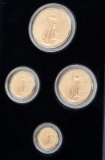 Cased, four piece Proof Set of American Eagle Gold Bullion Coins, dated 2002, uncirculated, to inclu
