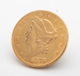 Double Eagle $20 Gold Coin, dated 1878, very good condition.  LEO BRADSHAW COLLECTION.