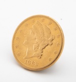Double Eagle $20 Gold Coin, dated 1882, 