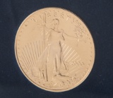 Uncirculated $50 Gold Eagle Coin, dated 2000, in sealed case with original dust cover.  LEO BRADSHAW