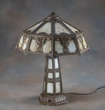 Antique Slag Glass Table Lamp, with 18 1/2