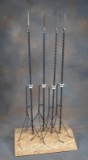 Collection of four Victorian Lightning Rods with insulators, approximately 60