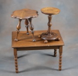 Group of three antique oak Plant Stands to include:  (1)  13 1/4