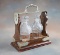 Antique rosewood Tantalus (Liquor Case), with two crystal decanters with ground stoppers, silver top