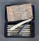 Antique, unused Cased Set of 7-Day Straight Razors marked on blade 