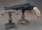 Matched pair of custom Pistol Stands, with steer head holders, 6