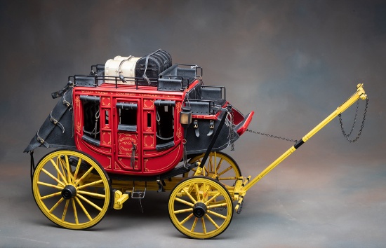 Museum quality Wells Fargo, miniature Overland Stage Coach, created by Master Craftsman Dale Ford, m