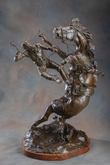 Magnificent Western Bronze by CA artist Grant Speed (1930-2011), titled "THE ROUGH STRING", #29 of 3