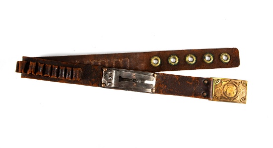 ATTENTION COLLECTORS OF RARE CARTRIDGE BELTS: This leather Belt has rare Bridgeport attachment with