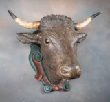 Incredible large, hand carved wooden Steer Head with great detail and quality.  Has been stated this