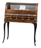 Exceptionally rare antique coin operated, floor model, curved glass Cigar Vending Machine, 