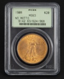 An American  ,20.00 Gold Coin, dated 1908, Certified MS63, no motto.  KING COLLECTION.