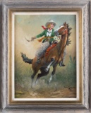 Original oil on board Painting by Texas Artist Clinton Baermann, (1941), signed lower right, untitle