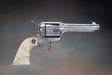 Factory engraved, Colt SAA Revolver, .45 COLT caliber with carved steer head pearl stocks, manufactu