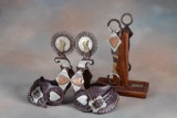 Extremely fine three piece Spurs and matching Bit set, with large showy, double mounted Spurs and Bi