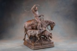 Outstanding original western Bronze by noted Texas CA Artist Bruce R. Greene (1953),  titled 