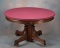 Late Victorian, circa 1890s, walnut Saloon / Poker Table, on fancy pedestal base, burgundy felt top