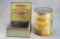 Two vintage Tins, Herold Smoked Sardines, tin is shaped like a book, 10 1/4