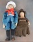 Two Early Ch Body Dolls with hand painted faces, fully dressed, the girl doll measures 20