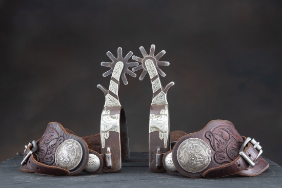 A pair of "Adamson" marked double mounted Spurs by noted Colorado Bit and Spur Maker Bill Adamson /