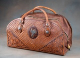 A fine hand tooled leather Travel Bag by the late Leather and Saddle Maker Buddie Foster, Decatur, T