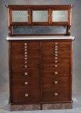 Fine condition antique Mahogany multi-drawered Dental Cabinet, circa 1920s, with marble base and 22